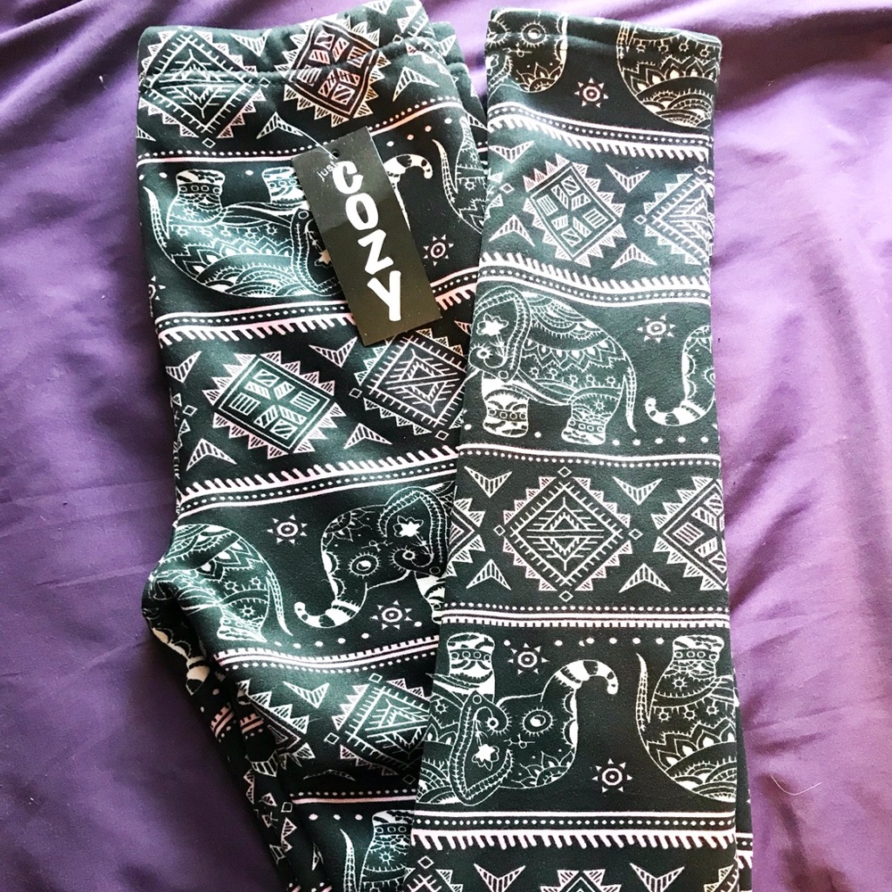 Elephant Patterned Fleece Leggings